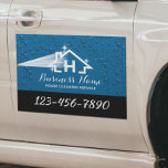 Imán Para Coche Logotipo del Monograma de lavado a presión de limp<br><div class="desc">Magnates de coches azules con el logotipo Monograma de lavado a presión de limpieza de la casa.</div>