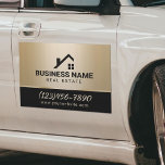 Imán Para Coche Logotipo inmobiliario de la casa moderna - Negro y<br><div class="desc">Logotipo de Casa Moderna Real Rótulos de yard negro y dorado.</div>