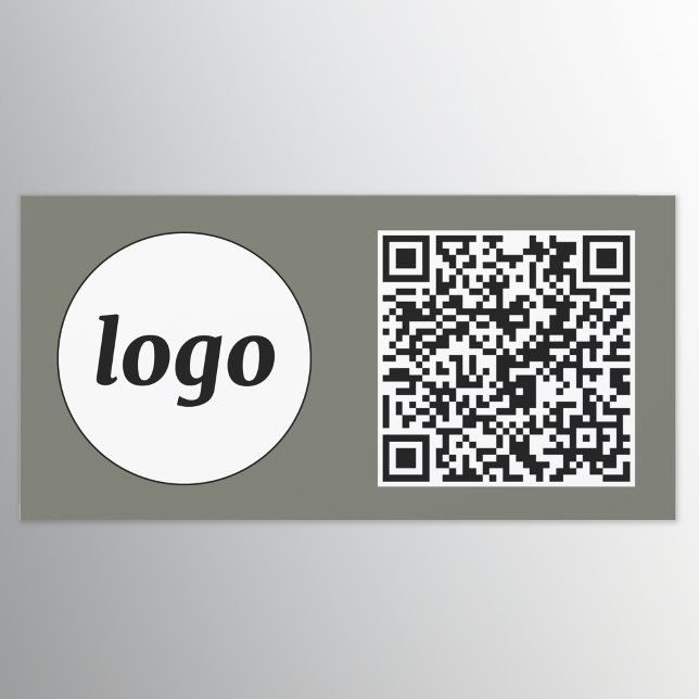 Imán Para Coche Logotipo simple y negocio de texto Código QR Verde (Logo with QR code business promotional car magnet)