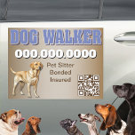 Imán Para Coche Moderno servicio profesional QR Code Dog Walker<br><div class="desc">Moderno servicio profesional QR Code Dog Walker. Anuncie y comercialice sus servicios de paseos de perros incluyendo este imán moderno y único en su coche. Presenta tipografía audaz y adorables dibujos de perros. Incluye un código QR para que los nuevos clientes puedan escanear simplemente para obtener su información de contacto...</div>