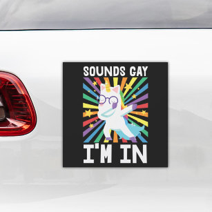 Imán Para Coche Orgullo LGBT suena gay Estoy en unicornio arco iri