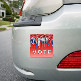 Imán Para Coche Patriotic Glitter Drip Americana Vote