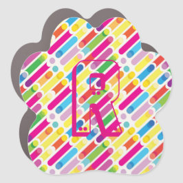 Imán Para Coche Patrón de líneas diagonales en arco iris monograma