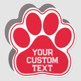Imán Para Coche Personalizado deportivo Paw Print- Rojo