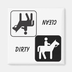 Imán para lavavajillas de caballo y jinete "SUCIO