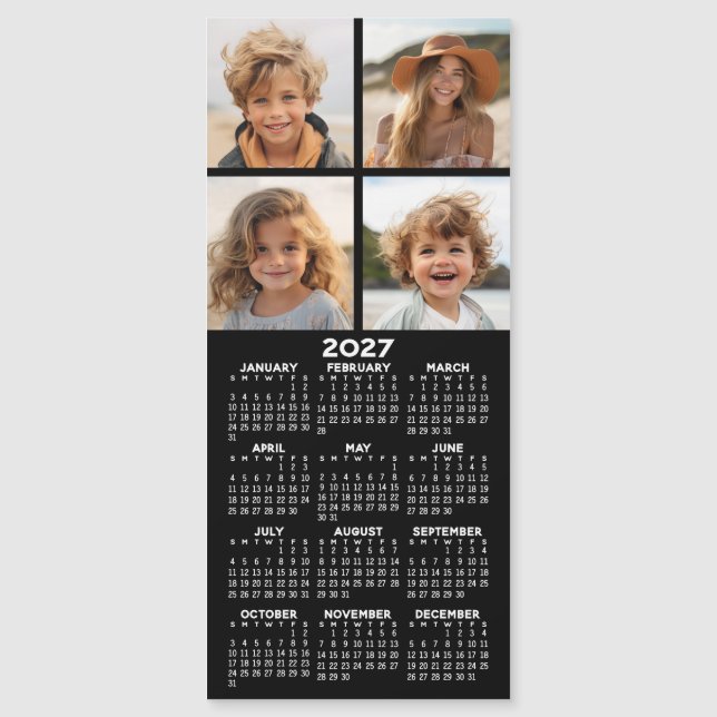 Imán para nevera con collage de fotos y calendario (Anverso)