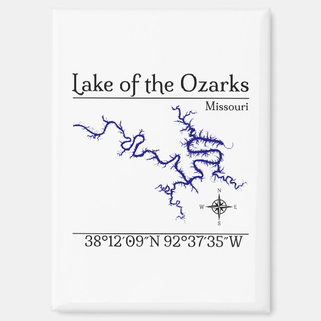 Imán para nevera del mapa del lago de los Ozarks M (Anverso)