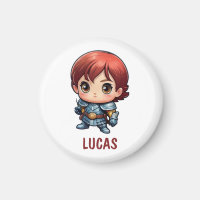 Imán para nevera personalizable Chibi Knight Custo