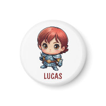 Imán para nevera personalizable Chibi Knight Custo