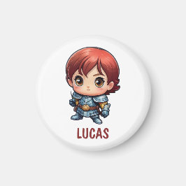 Imán para nevera personalizable Chibi Knight Custo