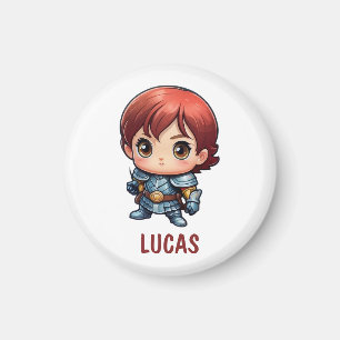 Imán para nevera personalizable Chibi Knight Custo