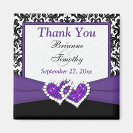 Imán para recuerdos de boda en Damasco negro, púrp