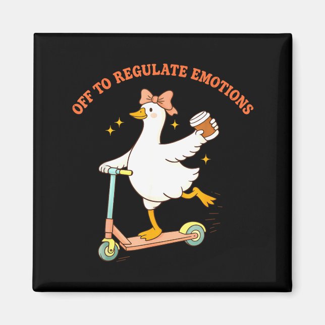 Imán Para regular emociones patinete ganso divertido (Frente)