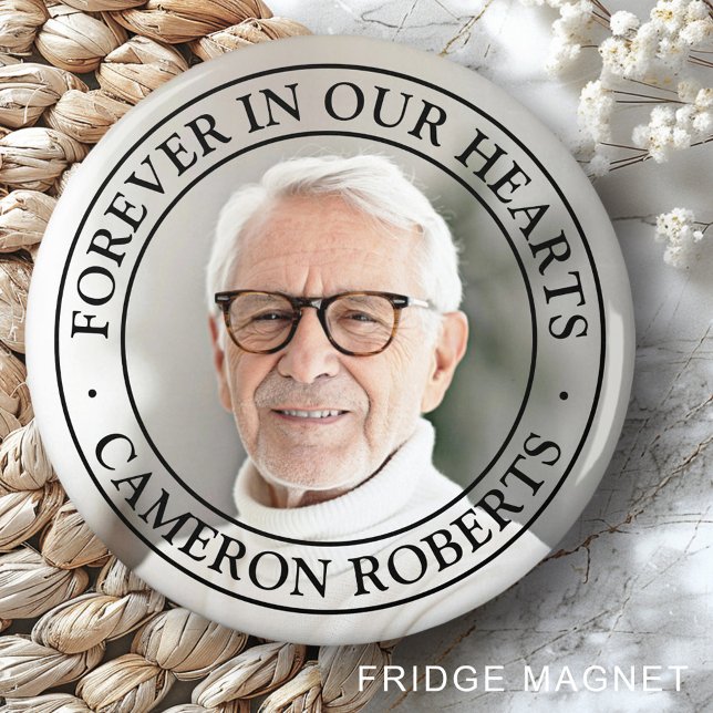 Imán Para siempre en nuestros corazones recuerdo foto c (Forever in our hearts memorial full photo elegant magnet)