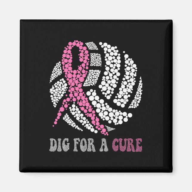 Imán Para una cura Cure Cancer Dot Estilo Voleibol Rosa (Frente)