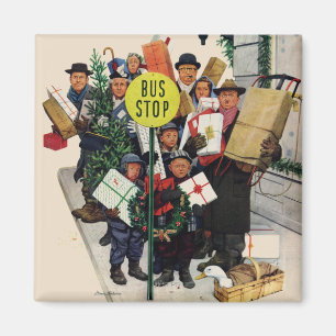 Imán Parada de autobús en el navidad