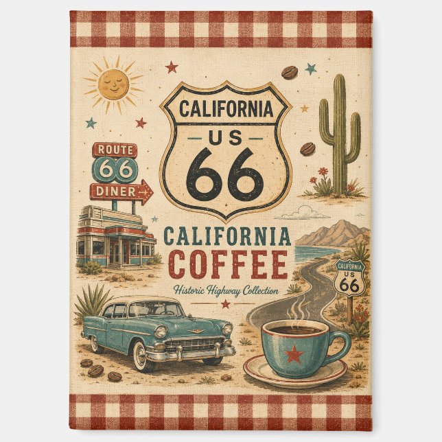 Imán Parada de café retro California recuerdo (Anverso)