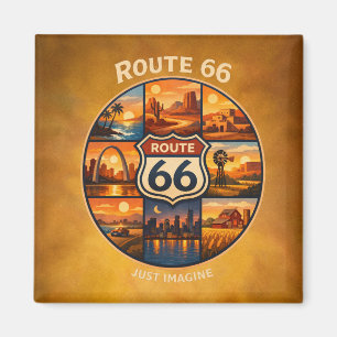 Imán Paradas de ensueño dorado de la Ruta 66 Escenas de