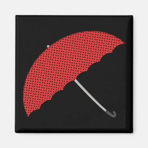 Imán paraguas rojo y negro de los puntos