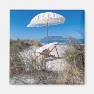 Imán Paraguas Y Silla En La Playa