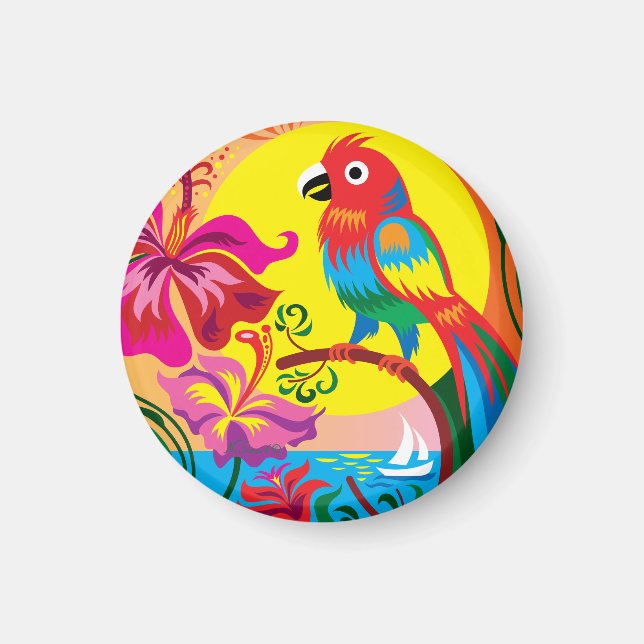 Imán Paraíso de Loros Tropicales (Frente)