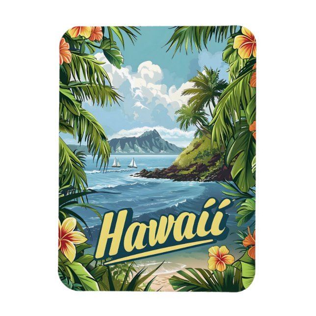 Imán Paraíso tropical: El florecimiento costero de Hawá (Vertical)