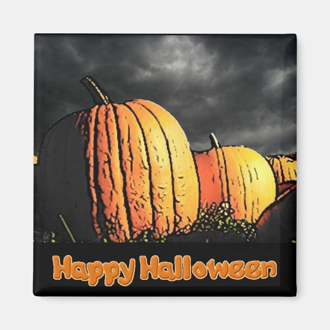 Imán Parche de calabaza de Halloween (Frente)