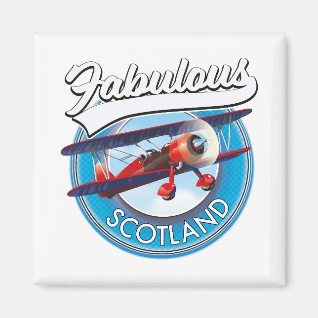 Imán Parche de viaje de estilo retro de Escocia fabulos (Frente)