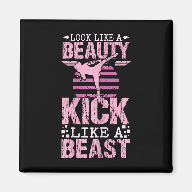 Imán Parece una belleza patea como una bestia Karate Ki (Frente)