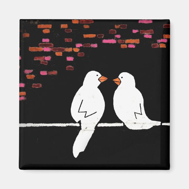 Imán pared de un pájaro de ladrillo : pared de graffiti (Frente)