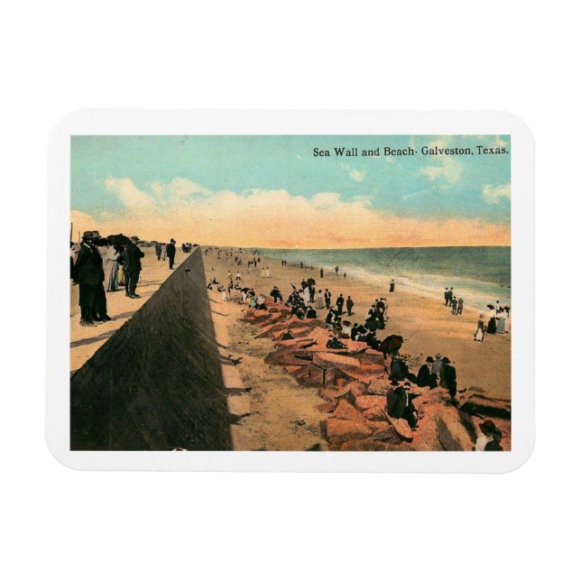 Imán Pared del Mar, Galveston, Texas 1912 Vintage (Horizontal)