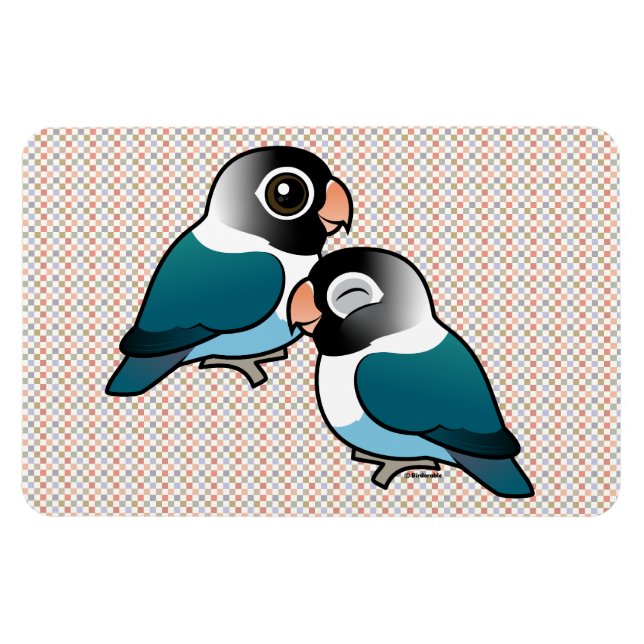 Imán Pareja adorable Blue Masked Lovebird (Horizontal)