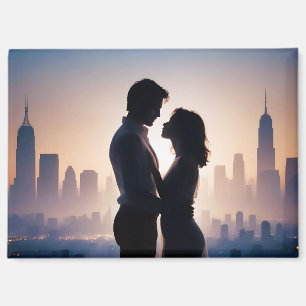 Imán Pareja Amor Romántico Sunset Silhouette Boda