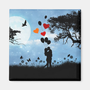 Imán Pareja Crepuscular Enamorada en Arte de Silueta