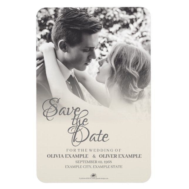 Imán Pareja de bodas de besos en monocromo (Vertical)