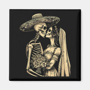 Imán Pareja de cráneos de azúcar Día de Muertos Novia e