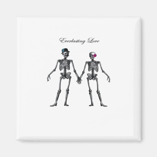 Imán Pareja de esqueletos góticos (rosa antiguo) Clásic (Frente)