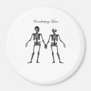 Imán Pareja de esqueletos góticos (rosa antiguo) Clásic