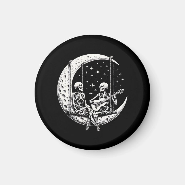 Imán Pareja de esqueletos guitarra lunar (Frente)