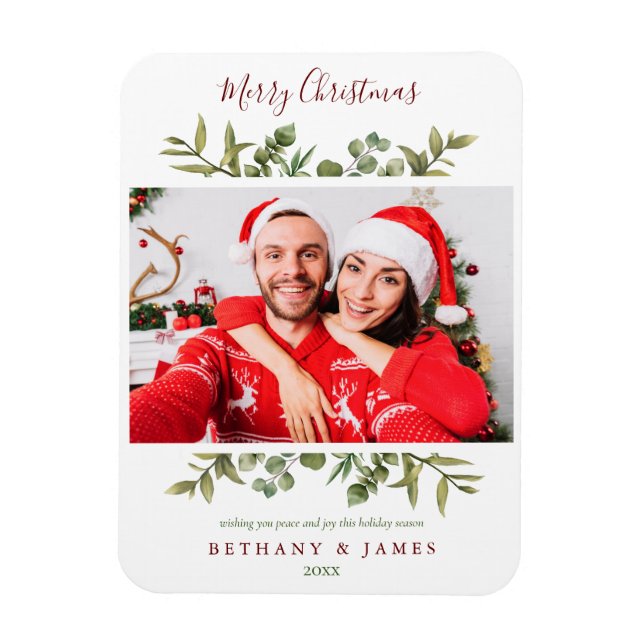 Imán Pareja de Navidad Verde Foto de Fiestas (Vertical)