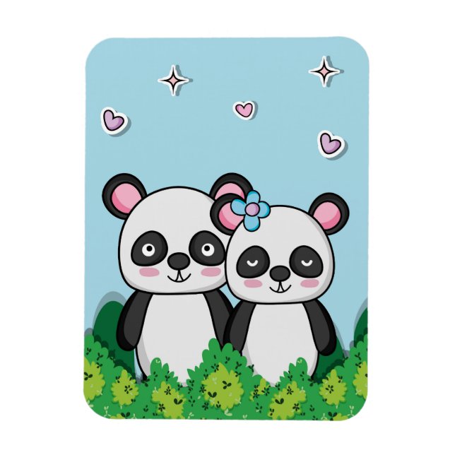 Imán Pareja de Pandas (Vertical)