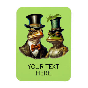 Imán Pareja de ranas victorianas divertidas Cottagecore