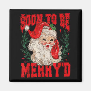 Imán Pareja de Santa Claus Vintage Navidad Pronto se Ca