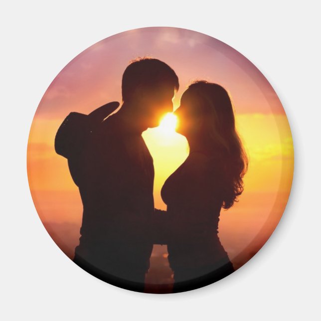 Imán Pareja De Silhouette Al Atardecer (Frente)