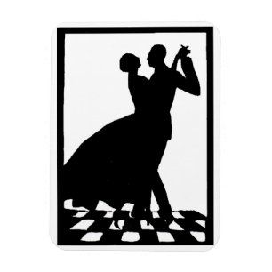 Imán pareja de siluetas bailando en la oscuridad