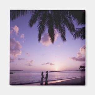 Imán Pareja en la playa, Windjammer Landing, Santa Luc
