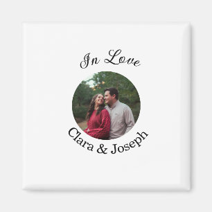 Imán Pareja enamorada foto circular nombre boda románti