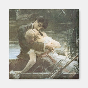 Imán Pareja joven casada enamorada (Besándose en un bot