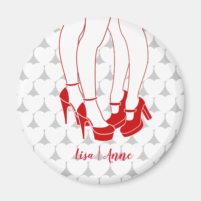 Imán Pareja lesbiana besándose en el Día de San Valentí (Frente)