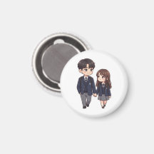 Pareja linda de estudiantes de K-Drama con nevera 
